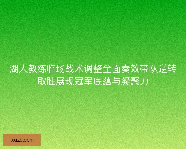 湖人教练临场战术调整全面奏效带队逆转取胜展现冠军底蕴与凝聚力